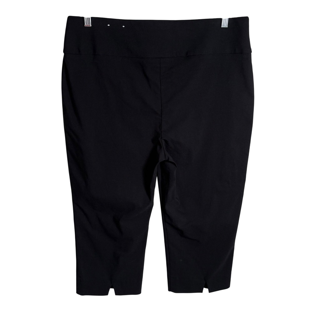 Chico's Black Pull-On Capri Pant Size XL US 16 Stretch Rayon Slim Slits Staple - Picture 2 of 10